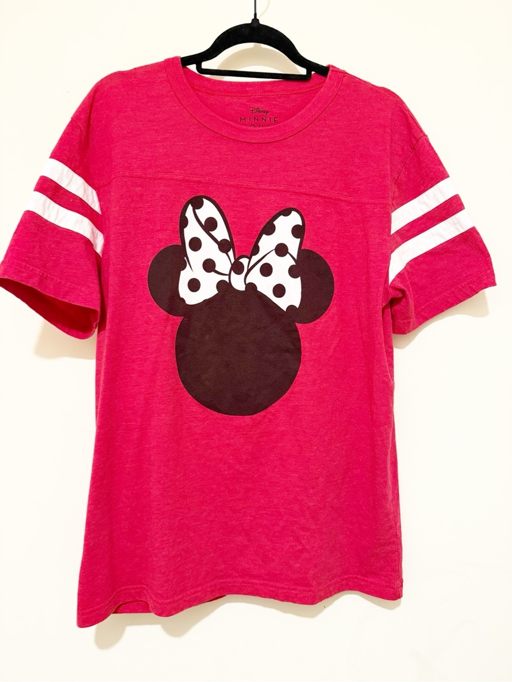Disney Red Minnie Mouse Short Sleeve Tee with White Stripes